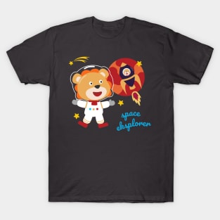 Space lion or astronaut in a space suit with cartoon style T-Shirt